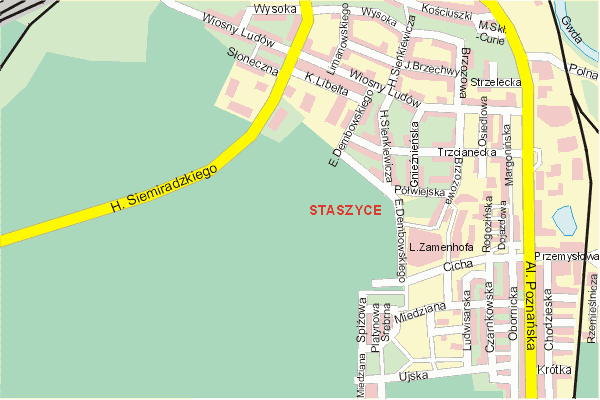 Mapa ( Plan ) Piy ( Pily ). Warstwa gwna. Pia ( Pila ) - Wielkopolska.    
   Warstwa gwna prezentuje ukad ulic Piy, oraz okolicznych miejscowoci. Zaznaczono: gwne trasy komunikacyjne, trasy przelotowe Piy, jeziora, rzeki, trasy kolejowe, tereny zielone, przemysowe i zarysy zabudowa. Mapa wykonana jest w skali 1:10 000 - warstwa podstawowa oraz w wikszych skalach.

Pia - warstwa gwna Internetowego Planu Piy serwisu Cyber Wielkopolska.